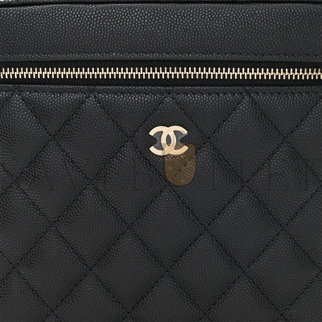 CHANEL CAVIAR QUILTED LARGE VANITY POUCH BLACK (20*15*13cm)